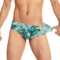 Men Briefs Printed Underwear Mesh Swimwear Quick Dry Swimming Swimsuits Breathable Low Waist Underpants Bath Suit Panties Bikini