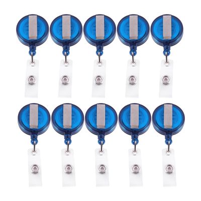 10 Retractable Reel Recoil ID Badge Lanyard Name Tag Key Card Holder Belt Clip Color:Blue Amount:10 Pcs