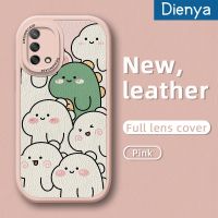 เคส Dienya สำหรับ OPPO A74 4G A95 4G F19s F19 Reno 6 Lite หลากสีน่ารักการ์ตูนไดโนเสาร์สีขาวและสีเขียวบางๆนุ่มหนังเคสมือถือกันกระแทกเคสกันกระแทกเคสป้องกันการตก