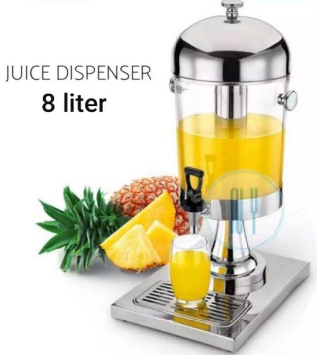 Stainless Steel Juice Dispenser 8 Litre with Ice Chamber Drinkware Tong