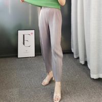 2023 Hot Miyake pleated  new spring and summer slim and versatile nine-point granny pants loose large size carrot harem pants for women