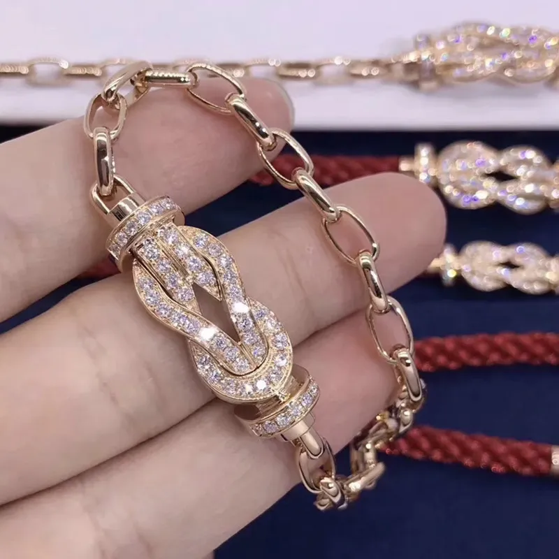 Fred 18K gold rose gold horseshoe buckle diamond bracelet female 8