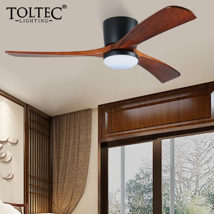 33 56 Inch Low Floor Solid Wood Black Ceiling Fan With Remote Control