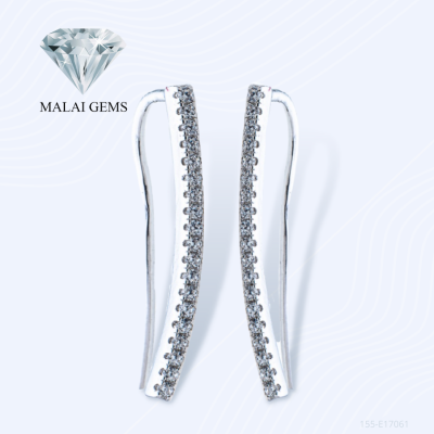 Malai Gems ต่างหูเพชร เงินแท้ Silver 925 เพชรสวิส CZ เคลือบทองคำขาว รุ่น 155-E17061 แถมกล่อง ต่างหูCZ ต่างหูเงินแท้