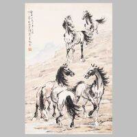 ศิลปะบนผืนผ้าใบสำหรับติดกำแพงหมึกและภาพวาดทิวทัศน์ด้วย Qi Baishi-ศิลปะบ้านสมัยใหม่ตกแต่งผนังแขวนได้ในห้องนั่งเล่นห้องนอนและสำนักงานขนาดและรูปภาพสามารถปรับแต่งขอบได้แบบไร้กรอบ/กรอบ/โลหะ