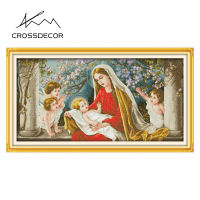 Crossdecor Cross Stitch ออกแบบใหม่รูปแบบรูป Aida 14CT 11CT ผ้า Handmade ปักชุดพร้อมวัสดุสำหรับผู้เริ่มต้นตกแต่งสำหรับ Sala Wall-Madonna-And-Child (11)