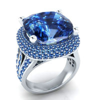 Fashion Good Electricity Hot Style Elegant Sapphire Three Blue Diamond Ring Euramerican Popularity Party Hand Act The Role