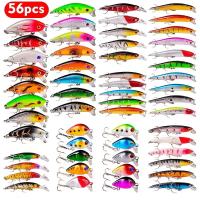 56pcs/lot Almighty Mixed Fishing Lure Bait Set With Hooks Wobbler Crankbaits Swimbait Minnow Hard Baits Spinners Carp Fishing