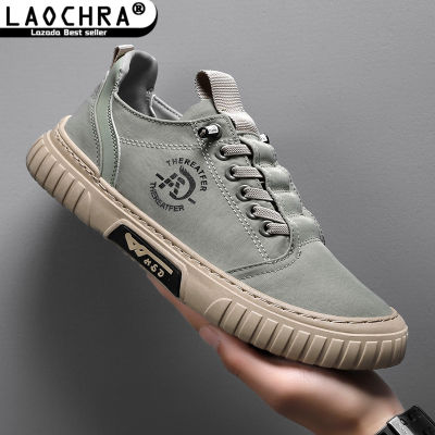 LAOCHRA รองเท้ายางระบายอากาศสไตล์เกาหลีผู้ชายรองเท้าผ้าใบสำหรับกันน้ำผู้ชายรองเท้าบอร์ดแฟชั่นรองเท้ากีฬาลำลองผู้ชาย Sepatu Slip On ทนต่อการสึกหรอกันลื่น