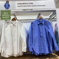 UNIQLO เสื้อเชิ้ตสตรีแขนยาวเสื้อผ้าฝ้ายเดี่ยวแบบญี่ปุ่น,เสื้อเชิ้ตเสื้อคลุมบางๆแอร์แอร์461146สินค้าใหม่ฤดูใบไม้ผลิและฤดูร้อน