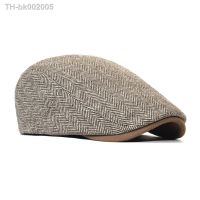 ┅ Winter Thick Newsboy Cap Men Vintage Herringbone Women Casual Stripe Berets Gatsby Flat Hat Peaked Cap Adjustable