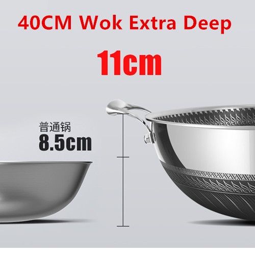 Extra Large Premium 316 Stainless Steel Non stick Honey Comb Wok