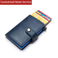 OperaCWwartZOVYVOL 2022 New Men Custom Name Wallet Card Holder Hasp Protector Smart Leather Wallet Card Case RFID Aluminum Card Holder