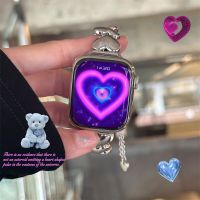 Y2k Silver Love Heart Stainless Steel Strap For Apple Watch 41mm 49 40mm 44 45 38mm Girl Metal Band For iWatch Series 8 7 SE 6 5 Straps