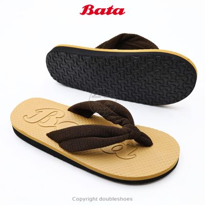 Bata (บาจา) แท้ 100% รองเท้าแตะแบบหนีบ พื้นลาย สีน้ำตาล ไซส์ 3-8 (36-41) (รหัส 579-4160