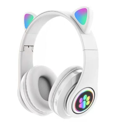 1 Piece B39 Cute Ears Gaming Headphones Stereo Music Foldable Headset with Mic (Black)