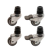 4Pcs Furniture Swivel Casters M8 Threaded Stem 1.5 Rubber Wheels with Brake Applicable Tubular Shelf Trolley Load 80KG