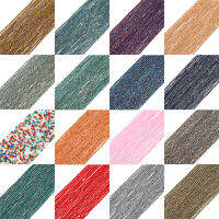 36ซม./String Multicolor 2มม. ลูกปัดแก้วแบนรอบลูกปัดสำหรับสร้อยข้อมือ DIY เครื่องประดับสร้อยคอต่างหูแว่นตากันแดดหน้ากากโซ่งานฝีมือ