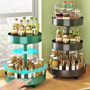 2Layer Bathroom Corner Storage 360 Rotating Wall-Mounted Shelf Shampoo  Cosmetics Kitchen Household Bathroom Storage Accessories