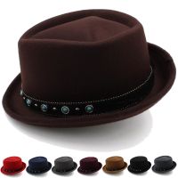 Men Women Diamond Top Pork Pie Hats Fedora Sunhat Trilby Caps Jazz Party Travel Outdoor Winter Size US 7 1/4 UK L