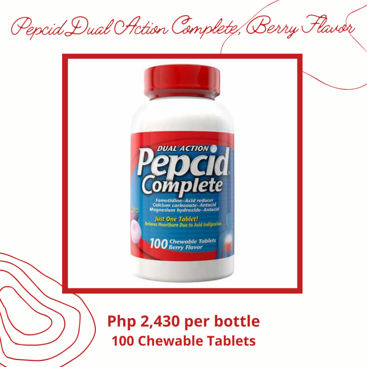 Pepcid Dual Action Complete Berry Flavor 100 Chewable Tablets Expiration July 2025 Lazada Ph