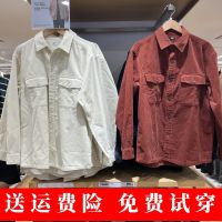 Uniqlo mens and womens wear 2023 autumn Japanese retro corduroy work shirt long-sleeved shirt jacket 460689