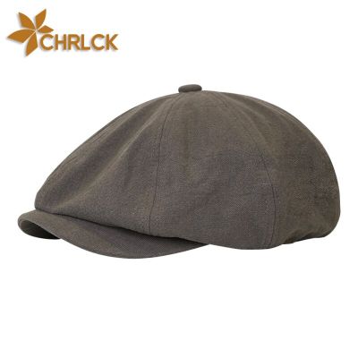 CHRLCK หมวกเบเร่ต์ระบายอากาศวินเทจทรงแปดเหลี่ยมสไตล์อังกฤษย้อนยุคหมวก Newsboy ใหม่2023ผู้หญิงหมวกศิลปิน