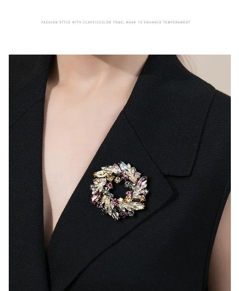 Elegant Fashion Flower Rhinestone Brooches Pins For Women Jewelry