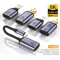 8K 60HZ   Video Converter Usb Type C to HDMI-compatible 2.1/ Mini DP to HDMI2.1 Video Adapter for MacBook Pro Huawei Laptop Adapters