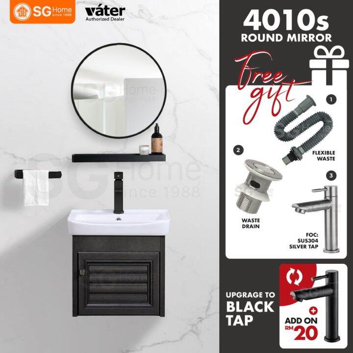 Vater 4010S Aluminium Bathroom Round Mirror Ceramic Sink