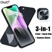 3IN1 Full Cover Hydrogel Film Screen Protector For iPhone 13 12 11 14 Pro Max 13 Mini 14 Plus XS Max Camera Glass Soft Back Film