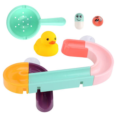[Ready Stock] DIY Kids Bath Toys Wall Suction Cup Marble Racing Run Track Bathroom Bathtub Baby Play Water Games Toy Set For Children