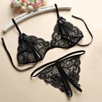 ZZOOI 2Piece Set Sex Underwear Lace Bra Thong Women Sexy? Strapon String Femme  Tempting Crotchless Lingerie Sets For Ladies