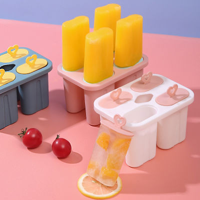Kawaii Ice Cream Mold 4 Ice Popsicle Mold Set Popsicle Ice Cream Mold Ice Tray Diy Ice Cream Reusable With Stick Kitchen Tool