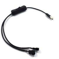 ☼ Fan Power Adapter Cable 1 to 2 Ways USB to 3 / 4 Pin PWM 5V Fan Connector with On / Off Switch 22AWG 40cm/15.75in