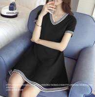 Goodlife Miss 2019 summer new short-sleeved casual V-neck waist dress