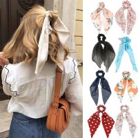 Fashion Printing Long Ribbons Scarf Scrunchie for Women Hair Accessories Tie Ponytail Holder Chiffon Elastic Hair Bands Headwear