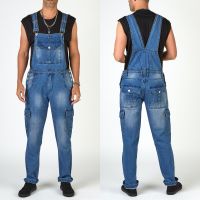 Fashion Denim Overalls For Man Suspender Street Distressed Mens Denim Jumpsuits Pants