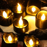 1-6 ชิ้น LED เทียนอิเล็กทรอนิกส์ Flameless กระพริบ Tealight สีดำเทียนชาแสงสำหรับวันฮาโลวีนวันเกิดงานแต่งงานตกแต่ง-Yeors