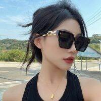 Euramerican Ins แว่นตากันแดดผู้หญิงกรอบใหญ่แฟชั่น Gold Chain Temple Shades สำหรับผู้ชาย