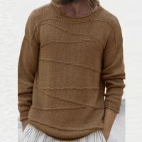 Leisure Long Sleeve O Neck Loose Sweaters For Mens Fall Vintage Pure Color Knitting Pullover Tops Men Casual Knit Sweater Jumper