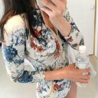 loral Print Long-Sleeved Swimsuit