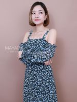 เดรสลายดอกจั้มแขนสีดำ BRAND MAYADA BOUTIQUE