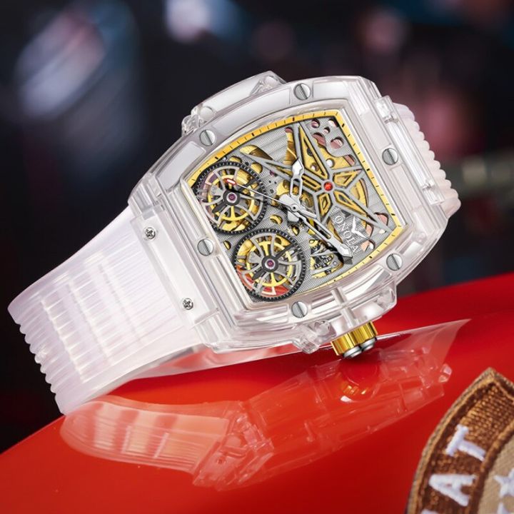 onola-นาฬิกาข้อมือสำหรับผู้ชายผู้หญิง-fashion-jam-tangan-อัตโนมัติกลวงลำลองกันน้ำโปร่งใสนาฬิกาช่าง