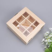 Coffee Storage Box Organizer Wooden Tea Box with 9-Compartment and Glass Window Tea Coffee Display Case Tea Bag Chest Letters