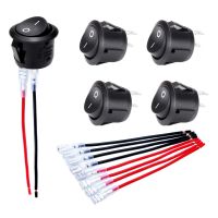 DaierTek 5PCS ON Off Round Rocker Switches SPST 20mm Mini 12 Volt DC Mini Circle Toggle Switch 12V for Car Automotive RV 2 Pin