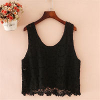 2021 Summer Boho Crop Top Lace Hollow Out Tank Tops Women Crochet Camis Mujer Beach Holiday Wear Vest Female Tee Shirt Femme