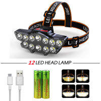 LED Super Bright Long Shot Headlamp With Built-in 18650 Battery USB Rechargeable Portable Flashlight Fishing Lamp Work Light