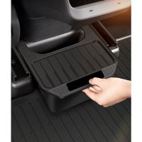 Storage Box For Tesla Model Y Rear Center Console TPE Organizer Box With Cover Trash Can Under Seat Auto Accessories 2021-2023