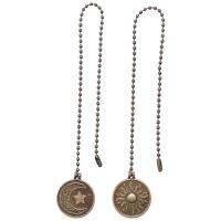 2Pcs Ceiling Fan Pull Chain Set Sun &amp; Moon Pattern Pull Chains Extension Copper Beaded Ball Fan Pull Chain with Ornament